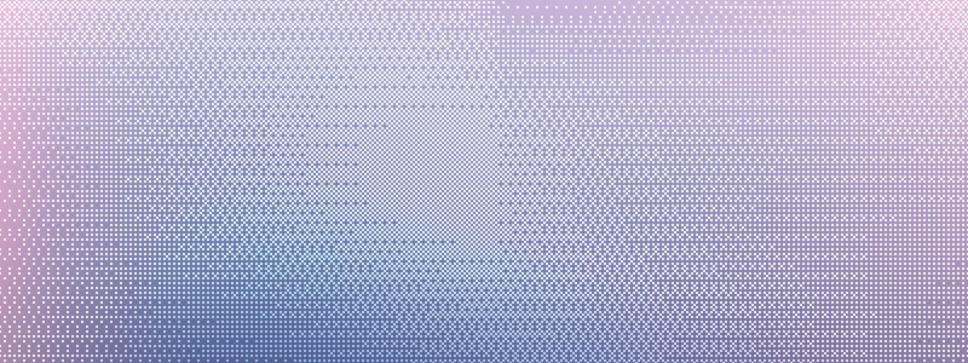 Halftone pixel overlay with purple and blue gradient. Square pattern background for retro or tech design. Abstract digital texture. illustration. vector