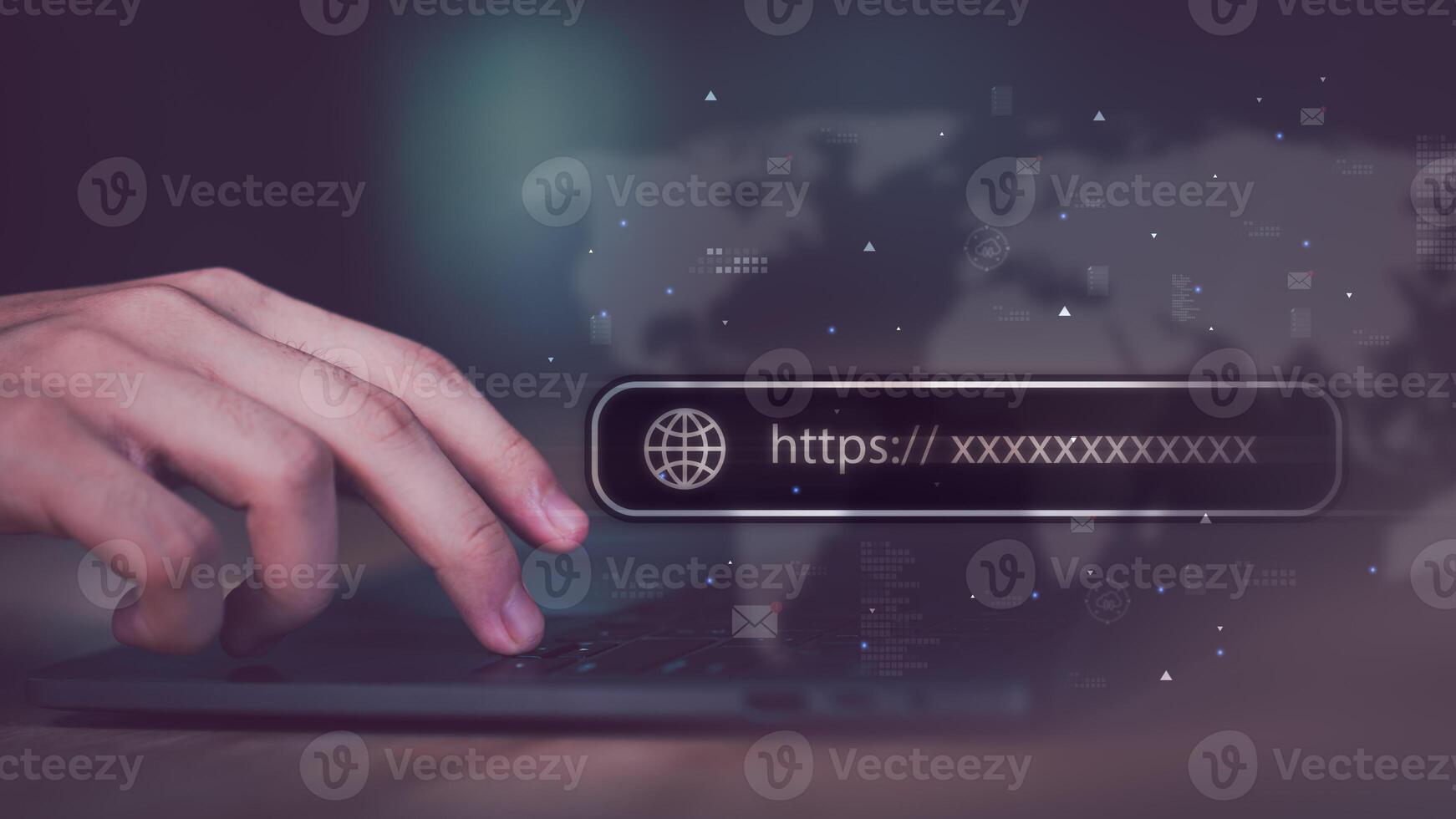 Businessman searching for business information through virtual screen,Searching for information he is interested in through online websites photo