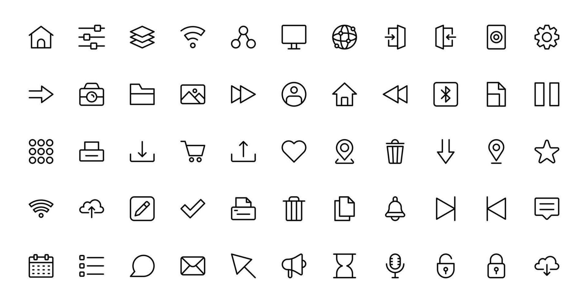 UI UX Design Icons Package Focused on Interface, Navigation, Prototyping, and User Flow Presented in a Minimal, Modern, and High-Quality Format vector