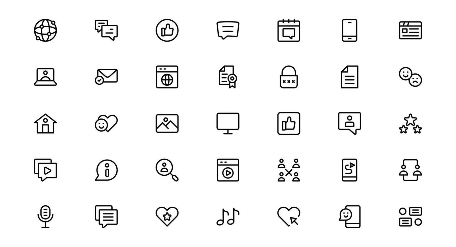 Modern Social Media Icon offer Featuring Communication, Network, Chat, Sharing, and Notification Symbols in a Minimal Professional Style vector