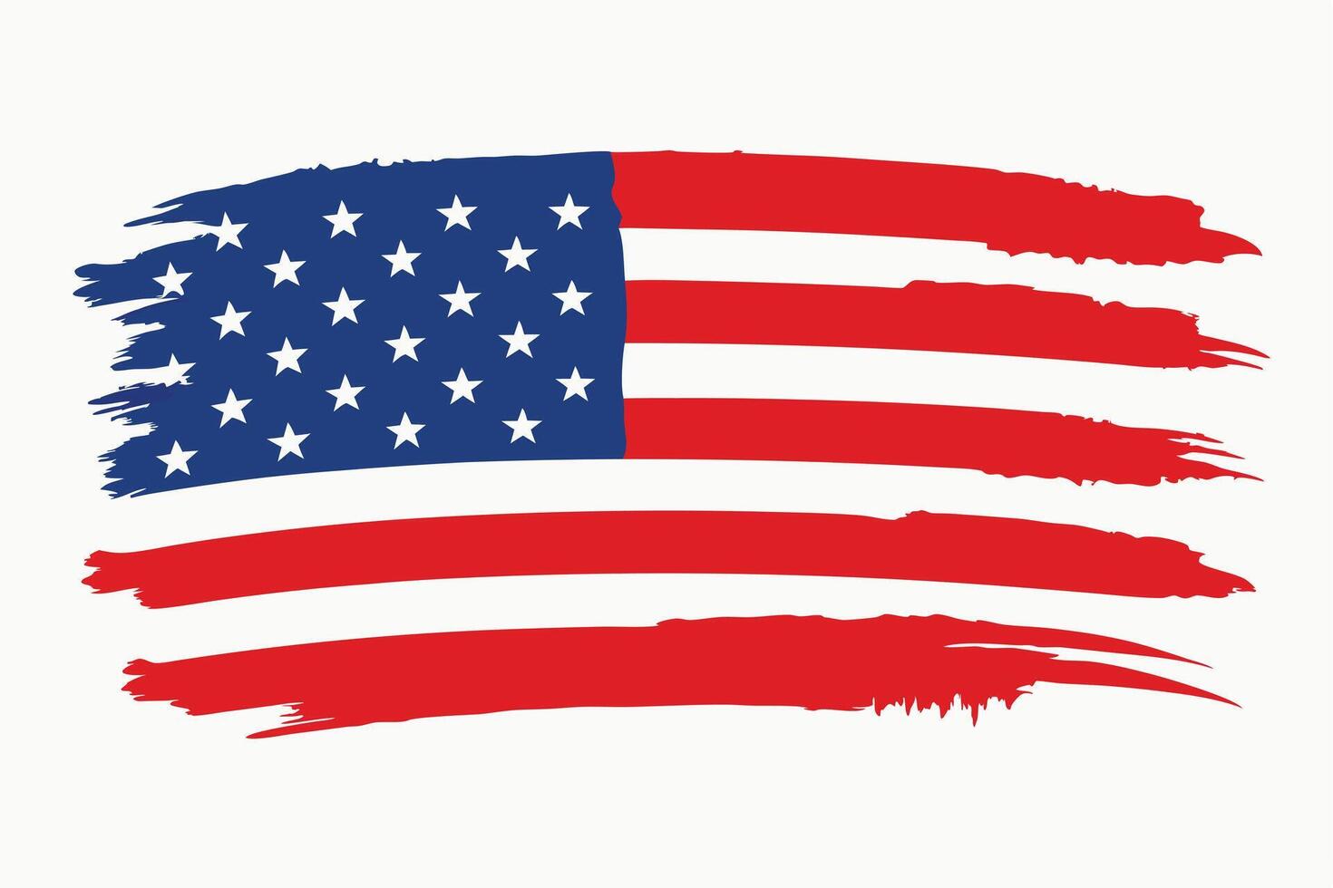 Distressed American Flag Brushstroke Illustration with Stars and Stripes Patriotic Theme vector
