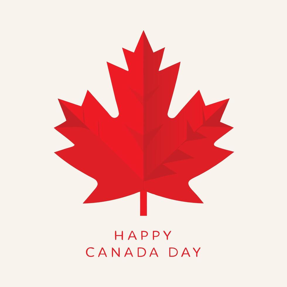 Vibrant Red Maple Leaf Design with Happy Canada Day Text Illustration vector