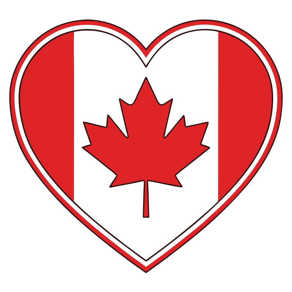 HeartShaped Canadian Flag with Maple Leaf for Canada Day Celebration vector