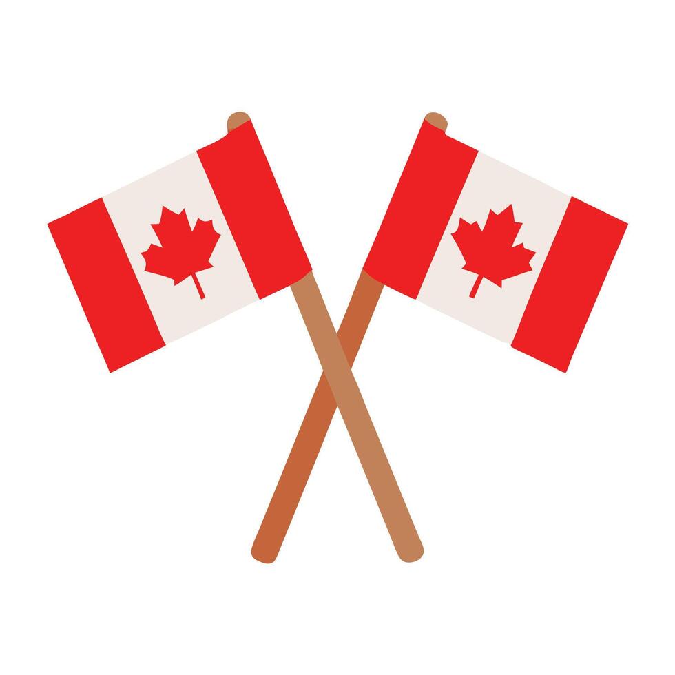 Crossed Canadian Flags on Sticks for Canada Day Celebration, National Pride vector