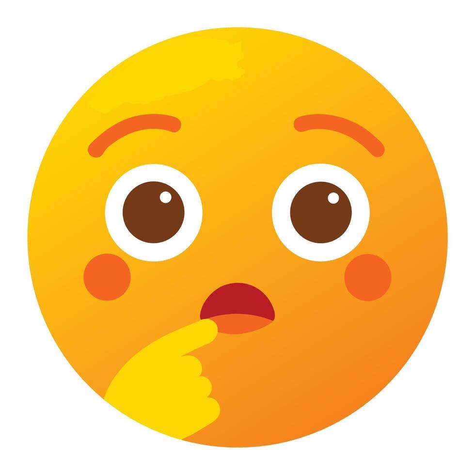 Pondering Yellow Emoji Finger on Lip, Thoughtful Expression, Cute and Playful Design vector