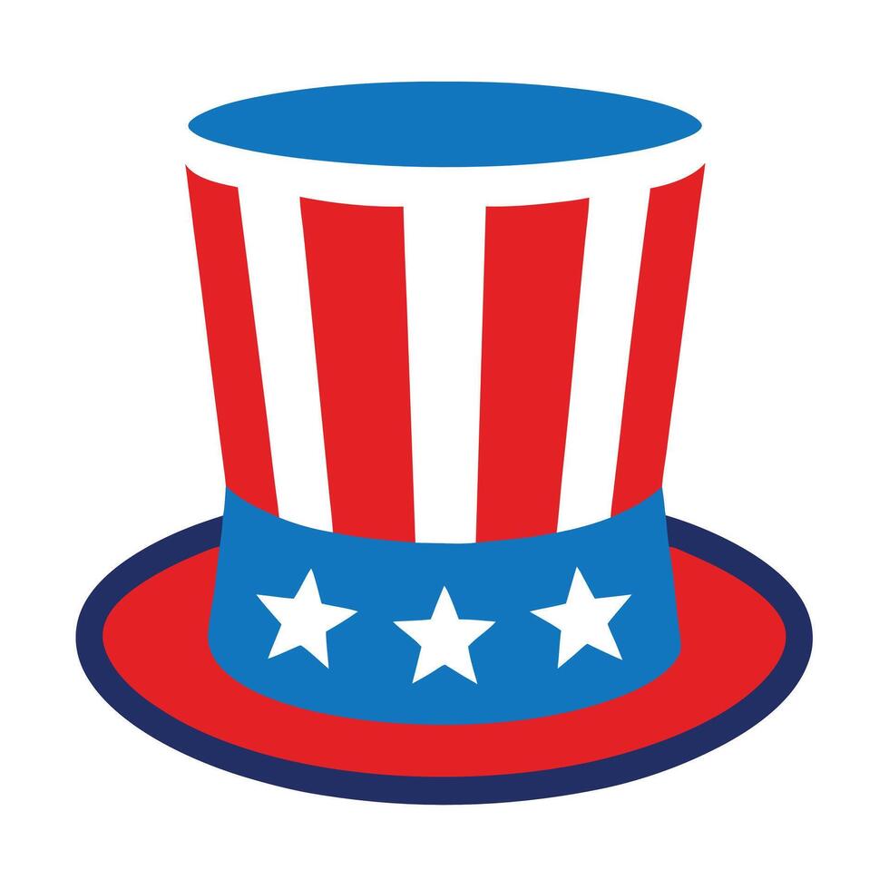 USA Independence Day Patriotic Hat with Stars and Stripes for July Celebrations vector