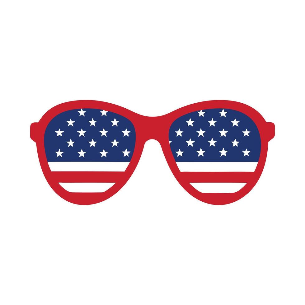 Patriotic Sunglasses with American Flag Design for USA Independence Day Celebrations and Events vector