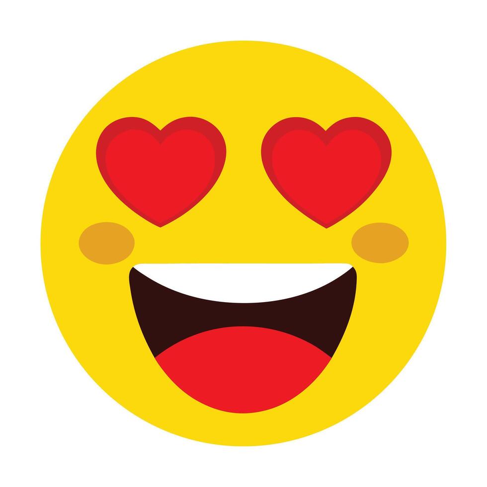 Heart Eyes Yellow Emoji with a Happy OpenMouthed Smile Expression Illustration vector