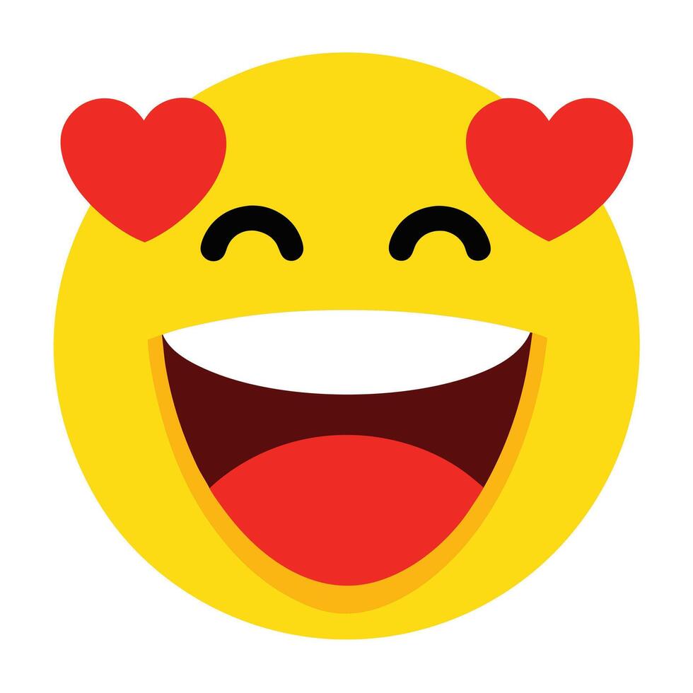 Loving Yellow Emoji Face with Heart Eyes and Big Happy Smile Illustration vector