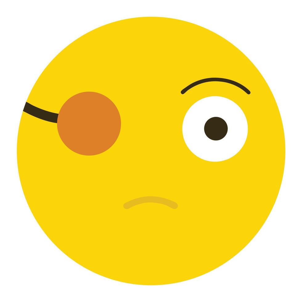 Yellow Emoji Sad Face with One Eye Covered by Patch, Suspicious Look vector