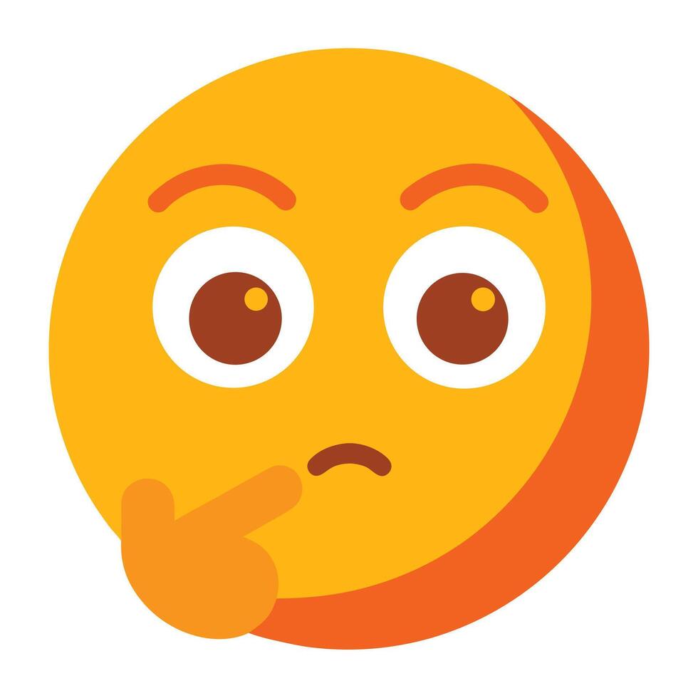 Thinking Face Emoji Isolated Pensive Expression with Finger on Chin Emoji Illustration vector