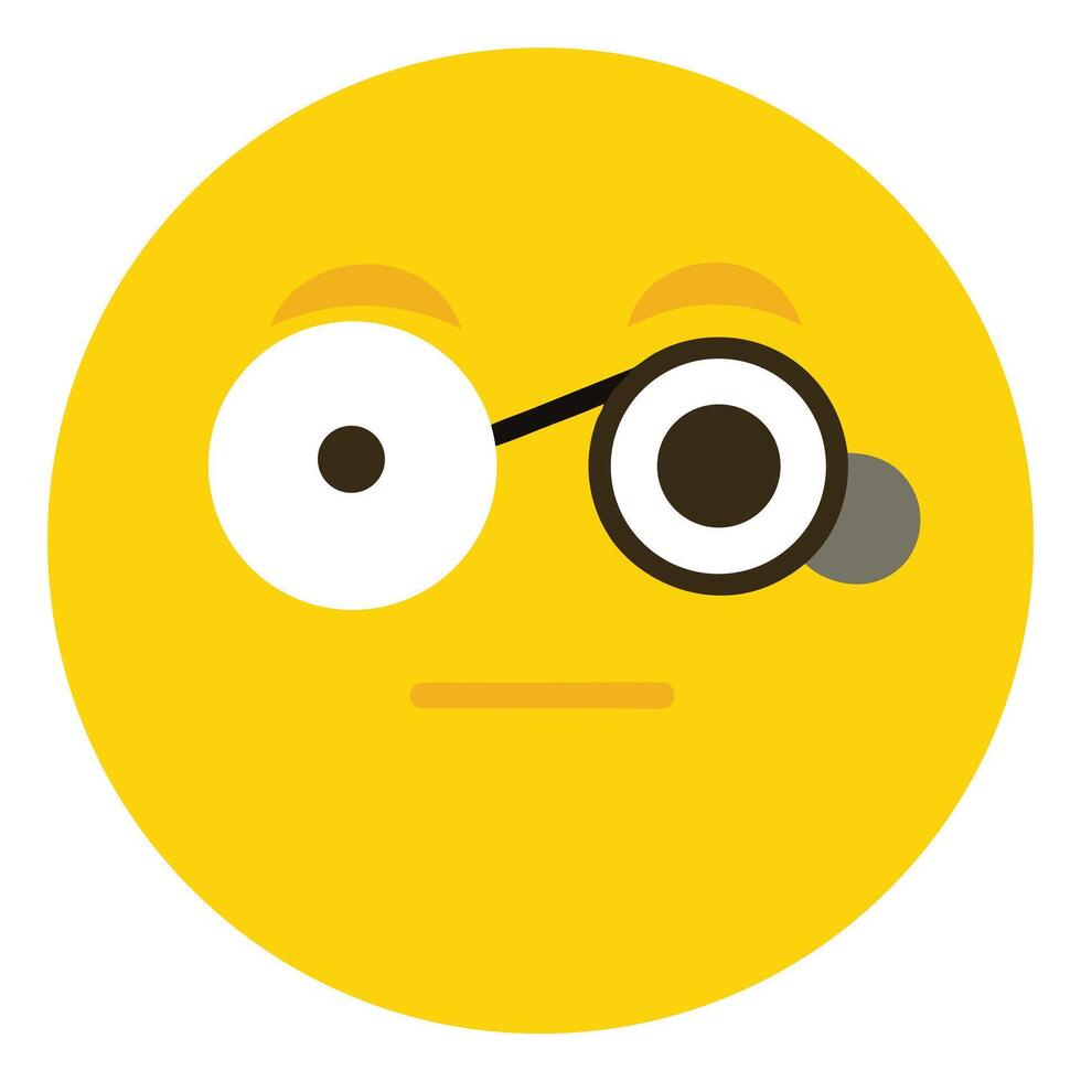 Yellow Emoji with One Framed Eye, Minimalist Expression, Flat Illustration vector