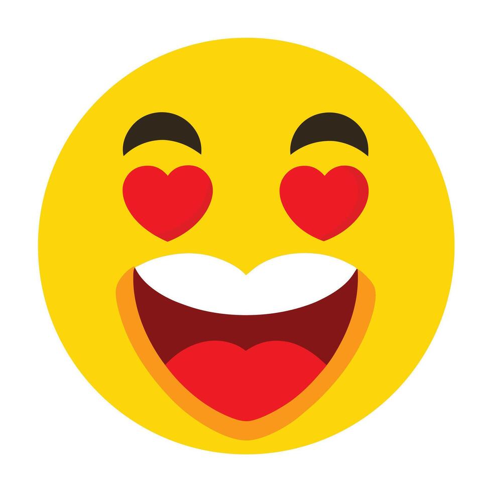Expressive Yellow Emoji with Heart Eyes and Open Mouth Illustration Design vector