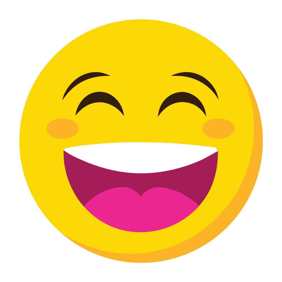 Joyful Yellow Emoji with Pink Tongue and Rosy Cheeks, Expressing Happiness vector