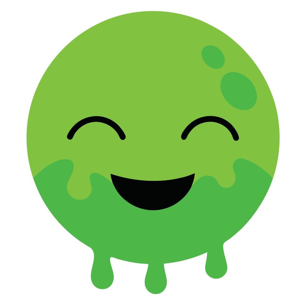 Cartoon Green Slime Character with Happy Expression and Dripping Texture Illustration vector