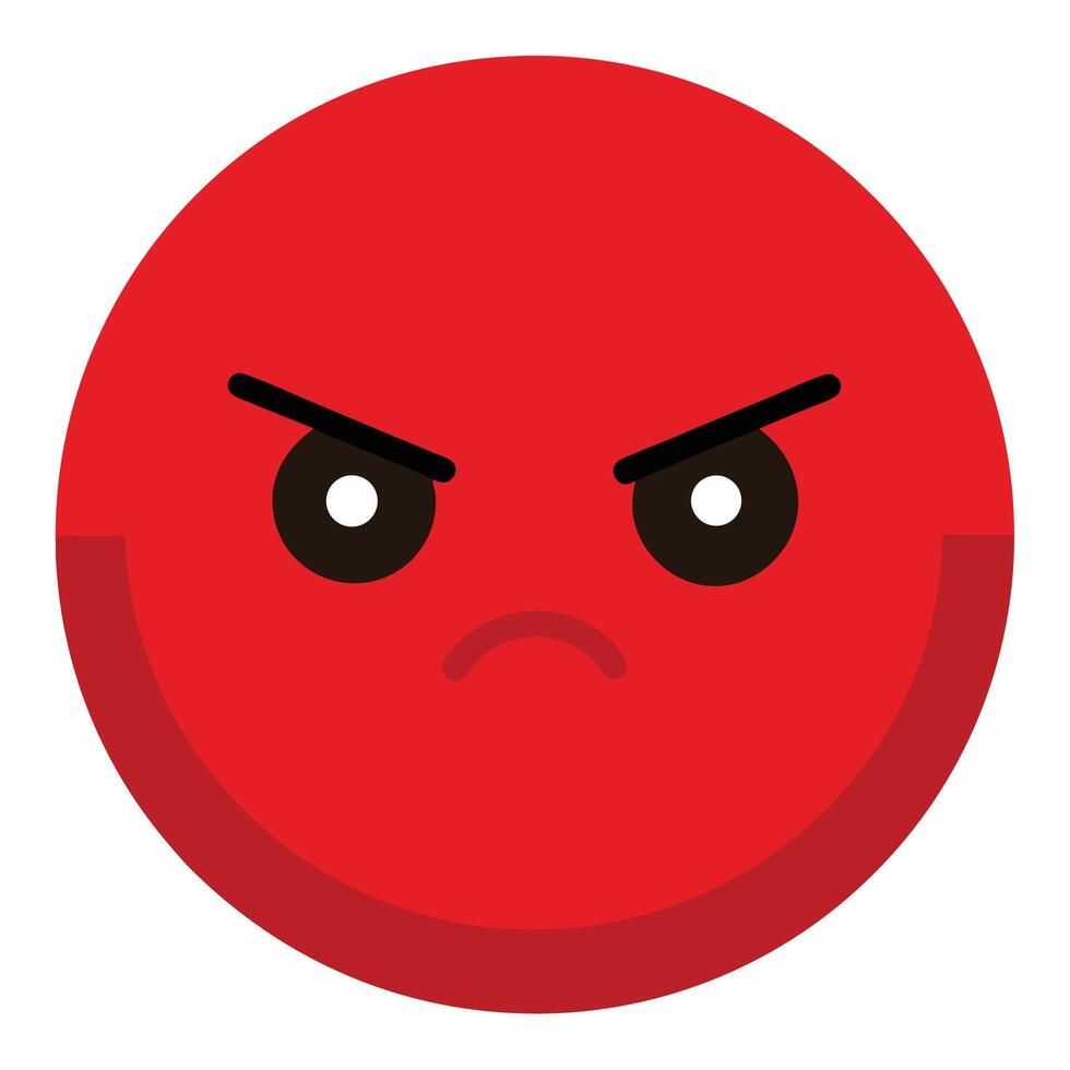 Cartoon Angry Red Face, Illustration of a Round Emoticon with Frown vector