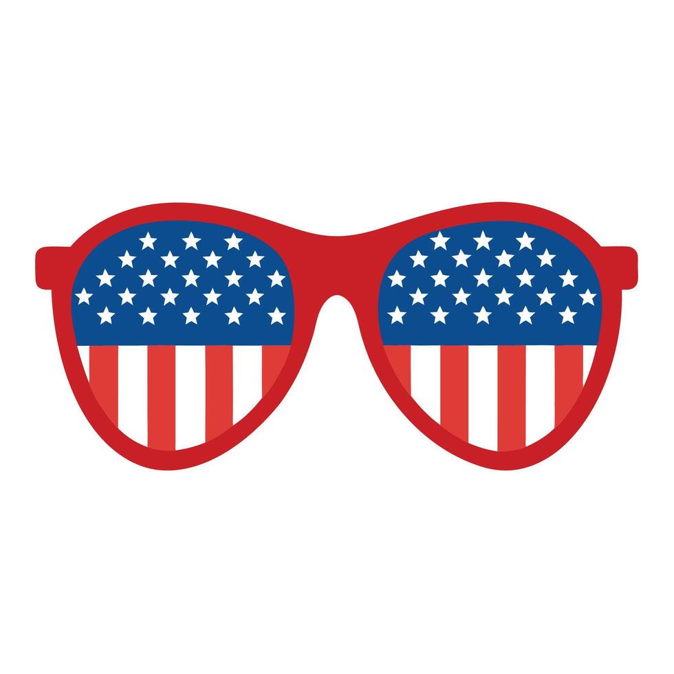USA Independence Day Sunglasses Displaying Patriotic American Flag Colors and Design, Isolated on White vector