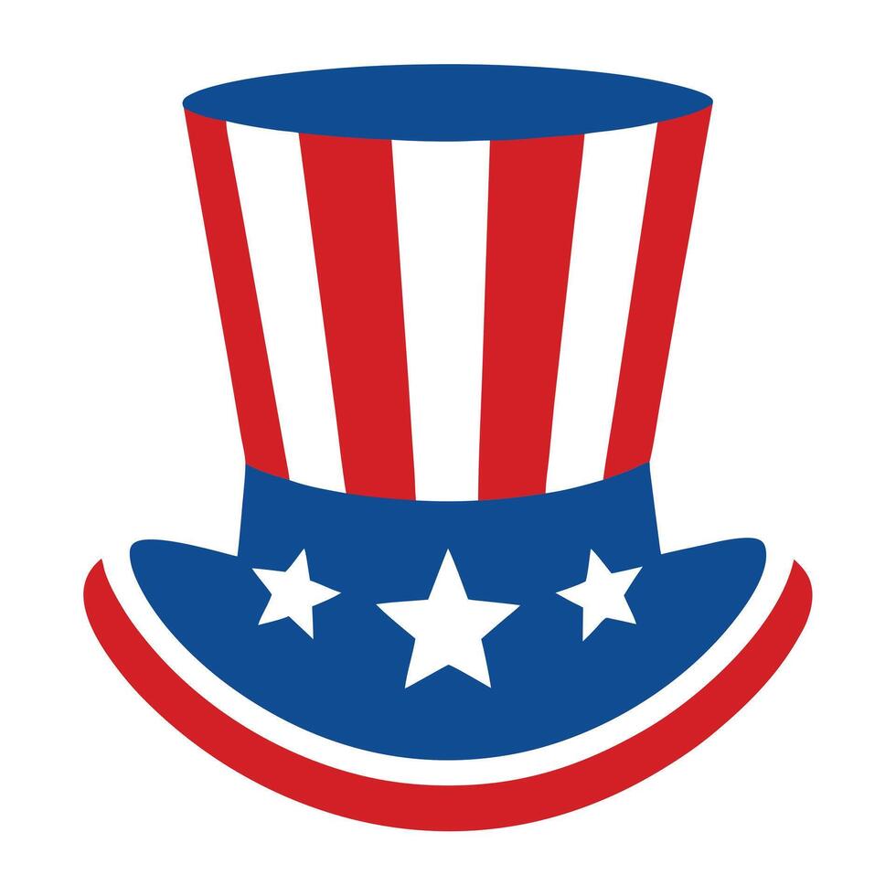 Patriotic Hat for USA Independence Day Featuring Stripes and Stars Icon Design vector