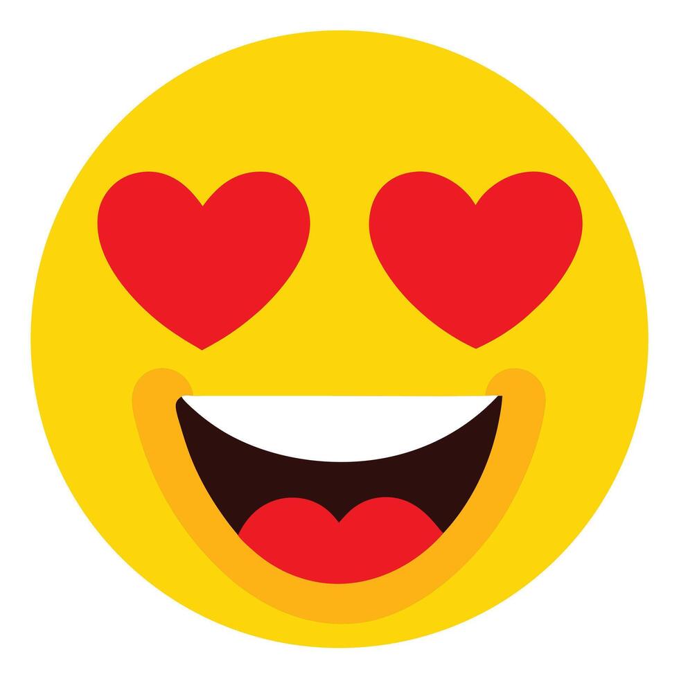 Yellow Emoji with Red Heart Eyes and Big Smile Illustration Design vector