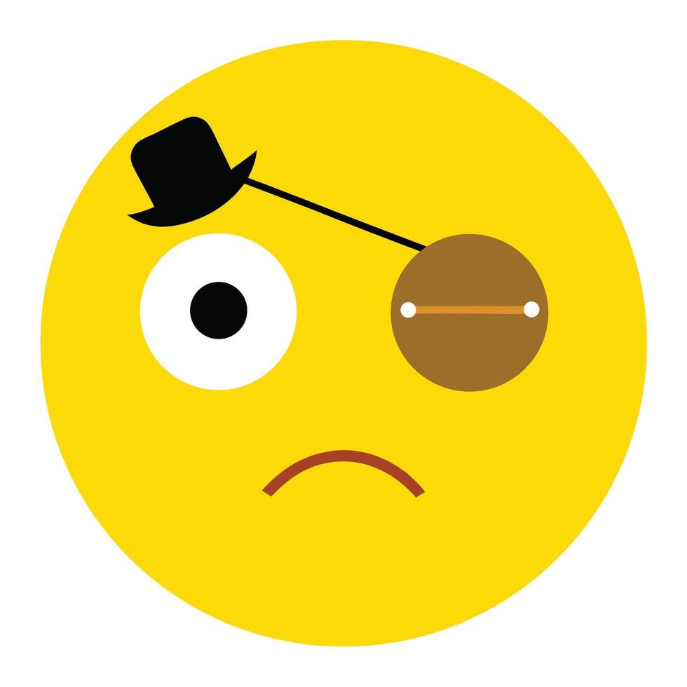 Sad Yellow Emoji with Top Hat and Monocle Depicting Displeasure vector