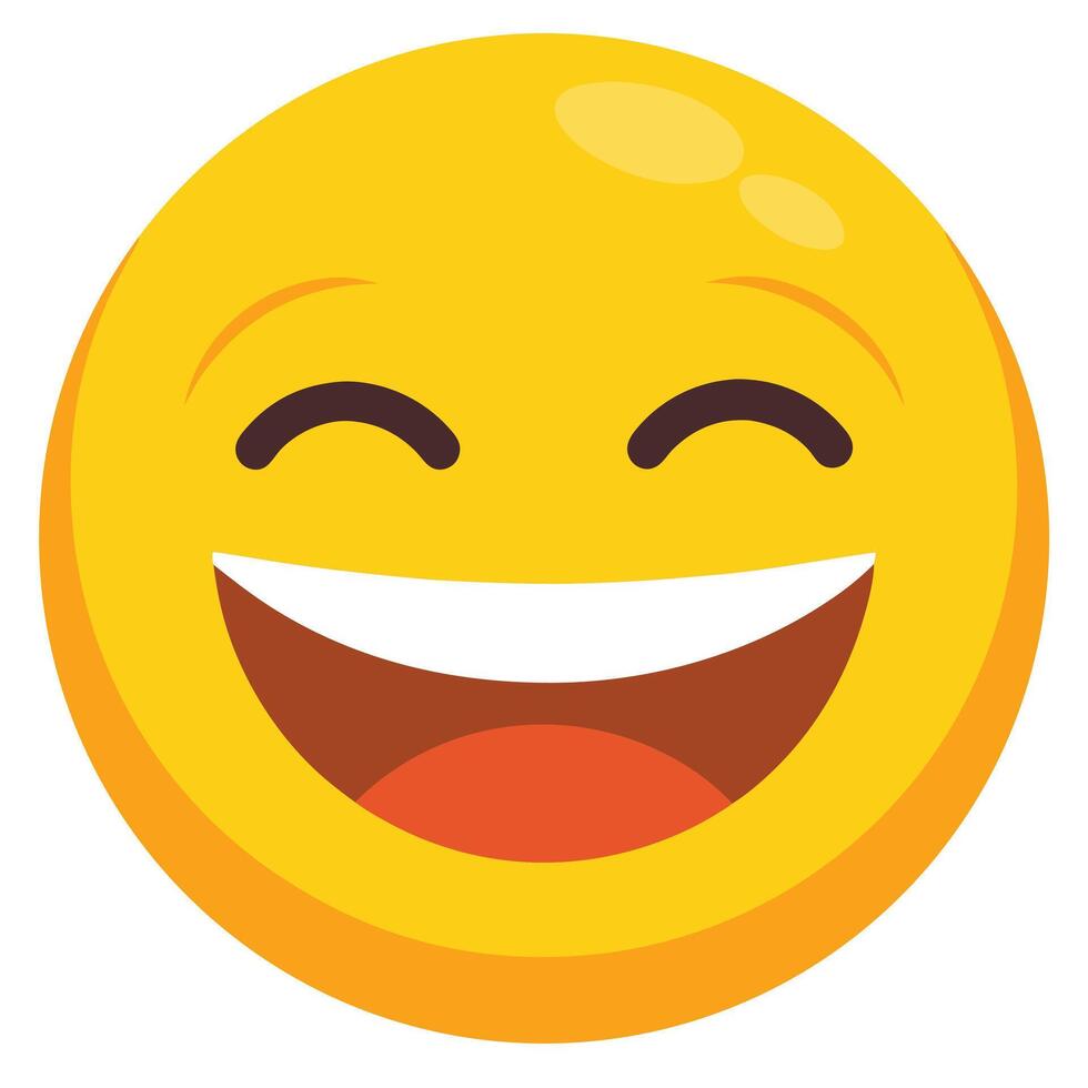 Joyful Emoji with Closed Eyes and Open Mouth Expressing Happiness and Laughter vector