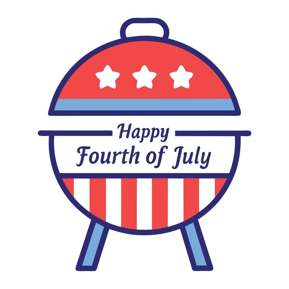 Patriotic USA Independent Day Grill Celebrating Fourth of July with American Emblem and Flag vector