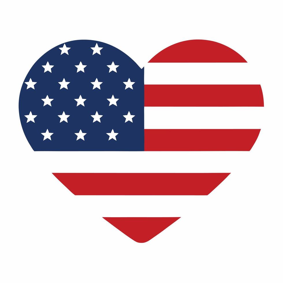 USA Independent Day American Flag Heart Emblem for July Fourth Celebration vector