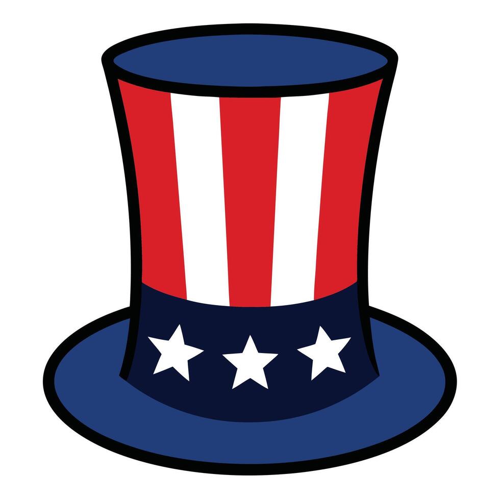 USA Independence Day Patriotic Hat with Stripes and Stars for Celebration vector