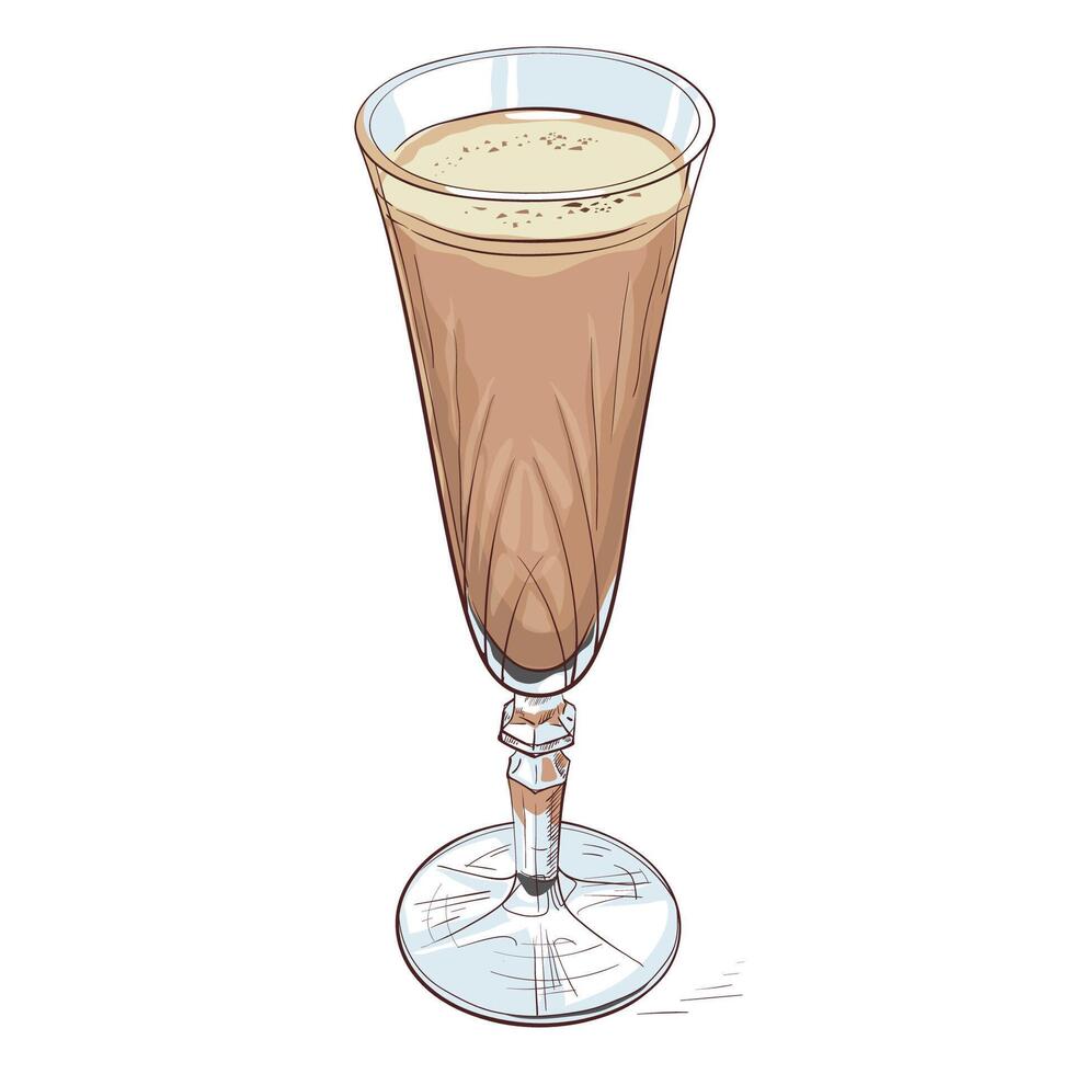 Light and smooth creamy cocktail in a stylized glass. Ideal for mocktail or dessert beverage designs vector