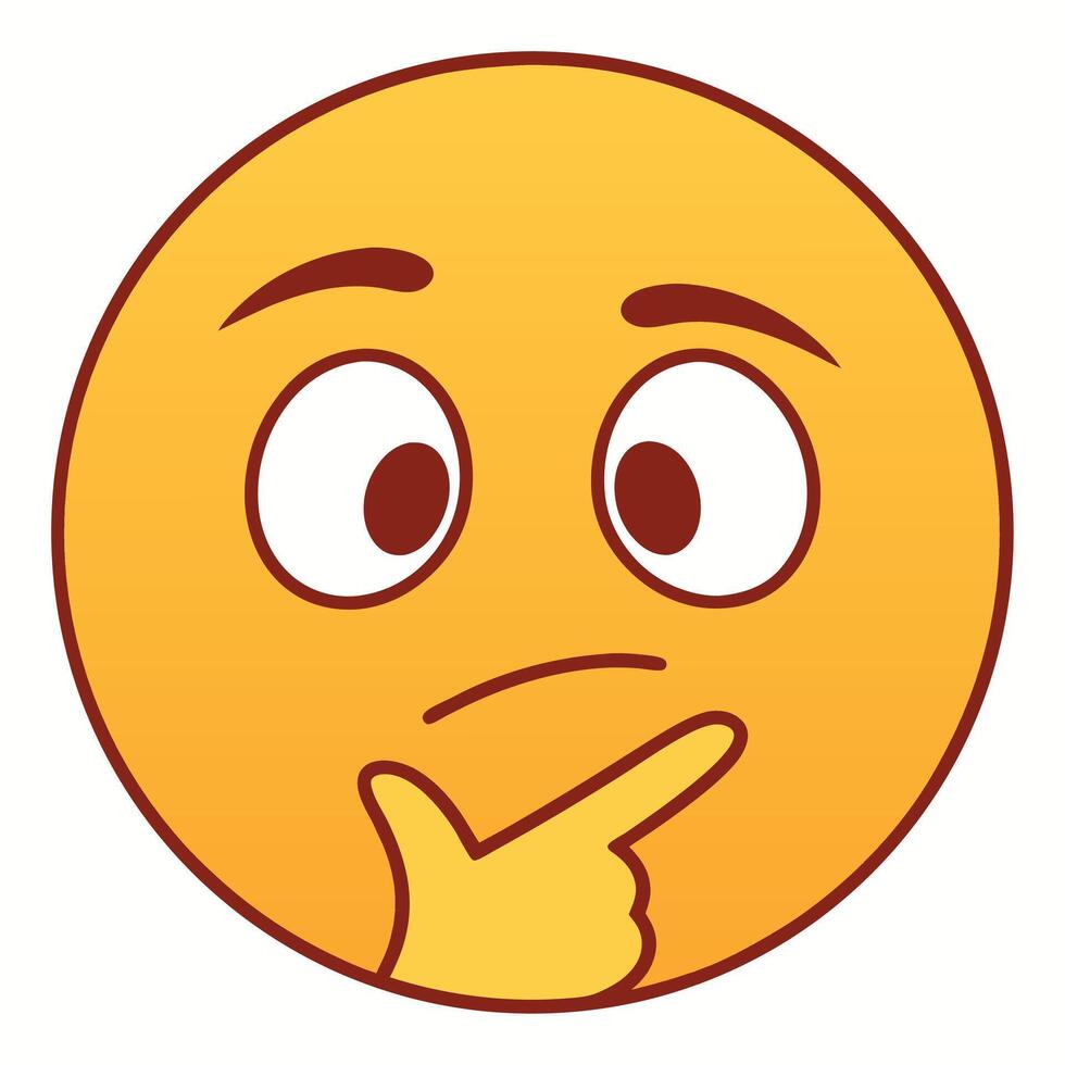 Pondering Emoji with Hand on Chin Digital Icon of Thoughtfulness and Reflection vector