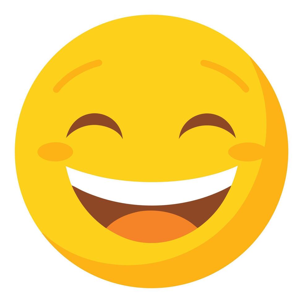 Smiling Yellow Emoji Icon Displaying Happiness and Joyful Expression with Smiling Mouth vector
