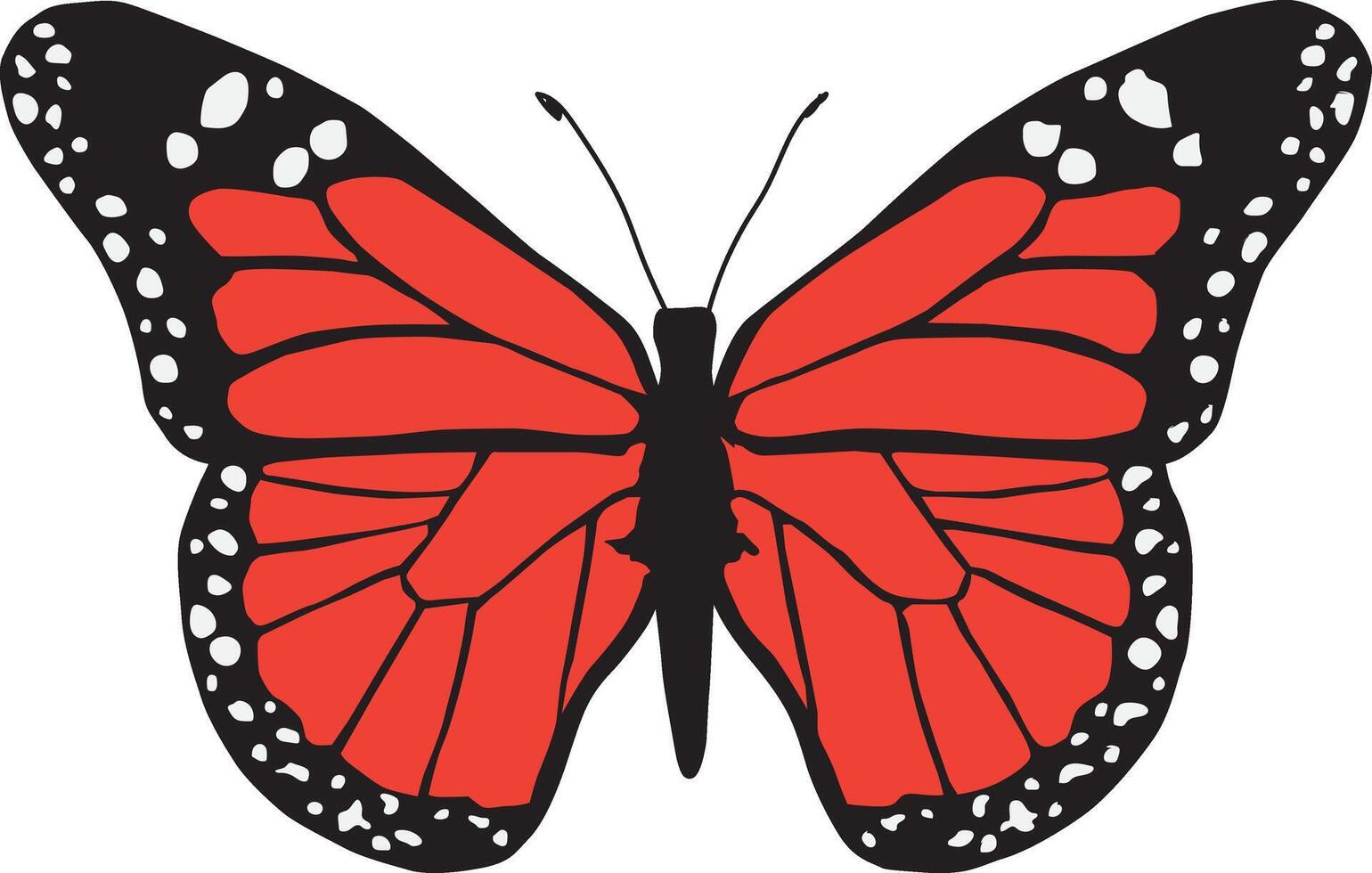 Red butterfly illustration graphics featuring unique wing shapes and symmetrical designs vector