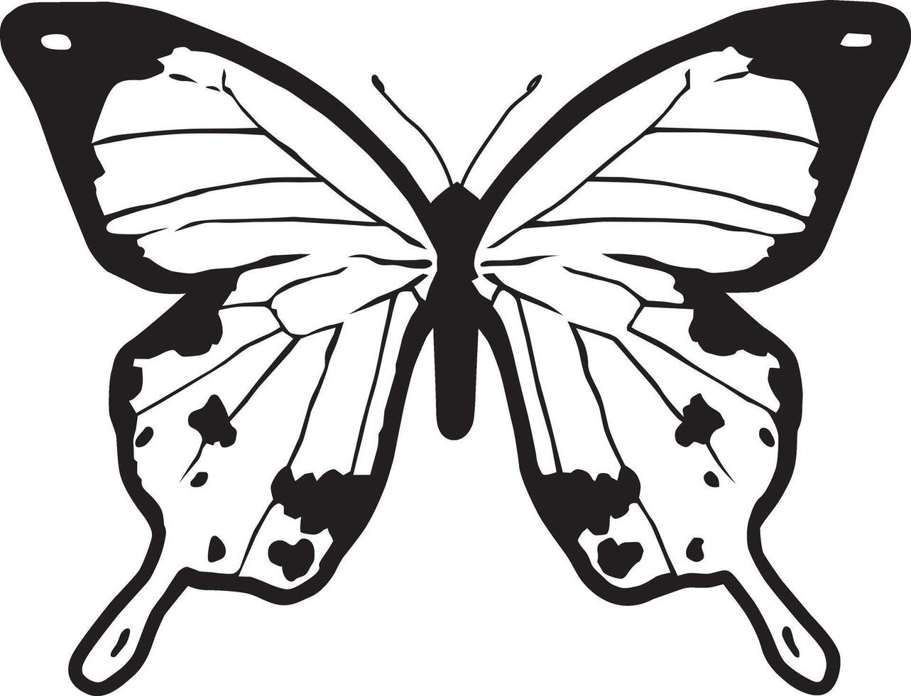 Artistic butterfly outlines in monochrome, ideal for decorative or tattoo design vector