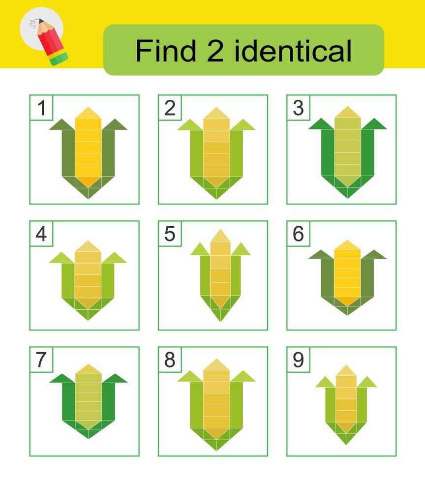 Fun puzzle game. Need to find two identical corn. Answer is 2,8. vector