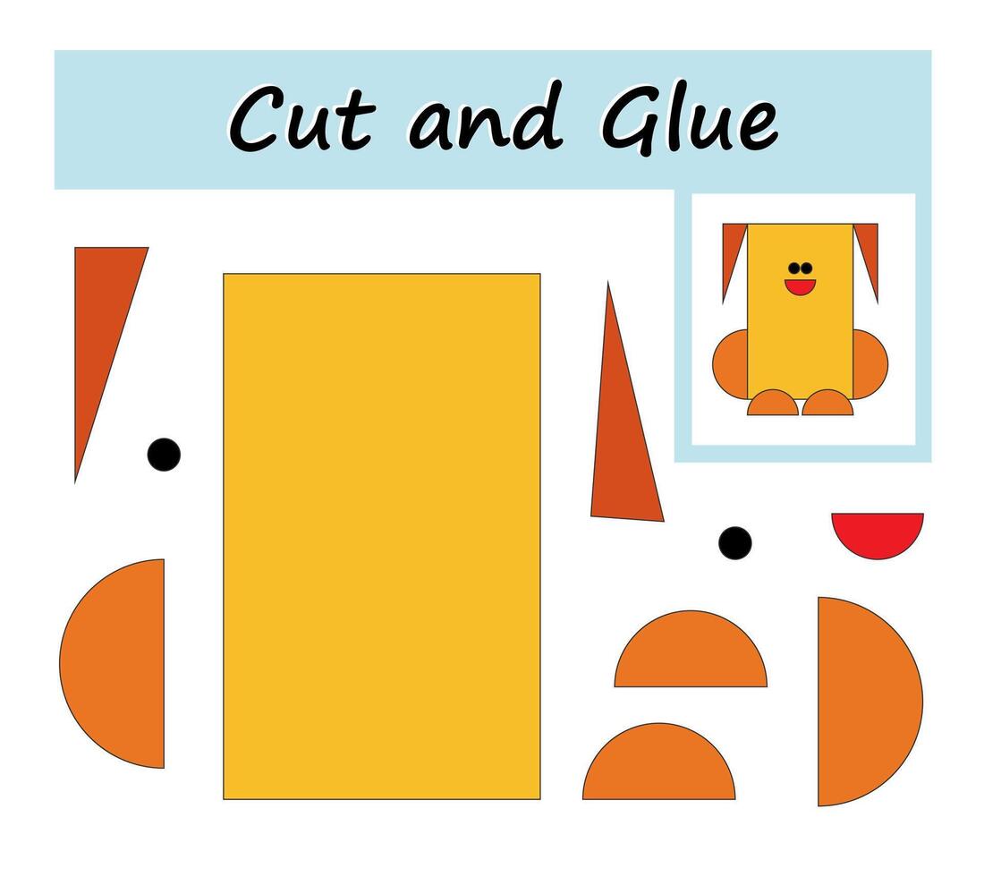 DIY worksheet. Cut parts of the image and glue on the paper. Cartoon animal. vector