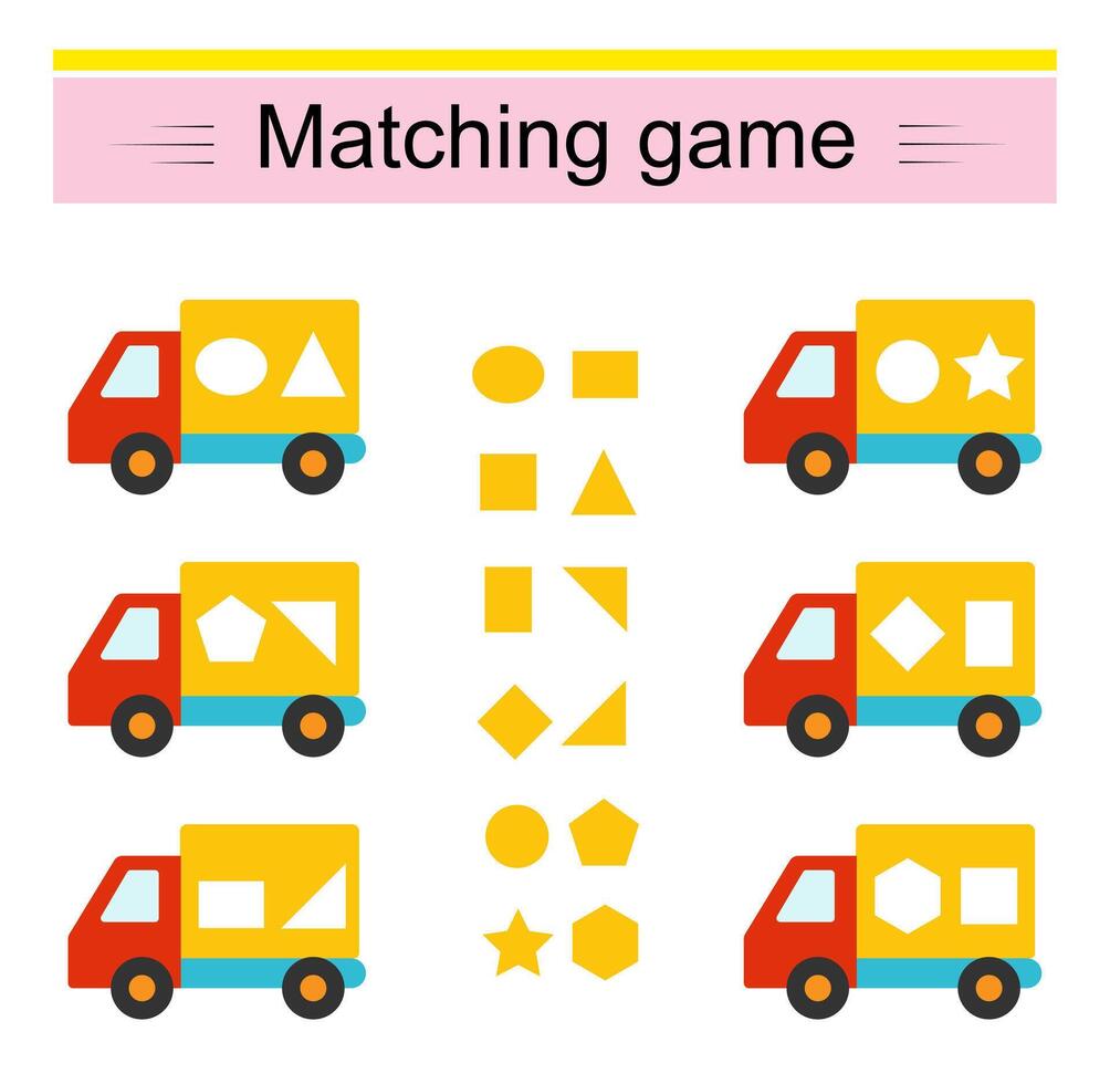 Matching game. Task for the development of attention and logic. illustration of the truck. vector