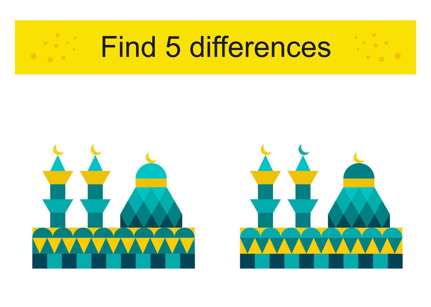 Find 5 differences. Logic puzzle game for kids. Preschool worksheet activity vector
