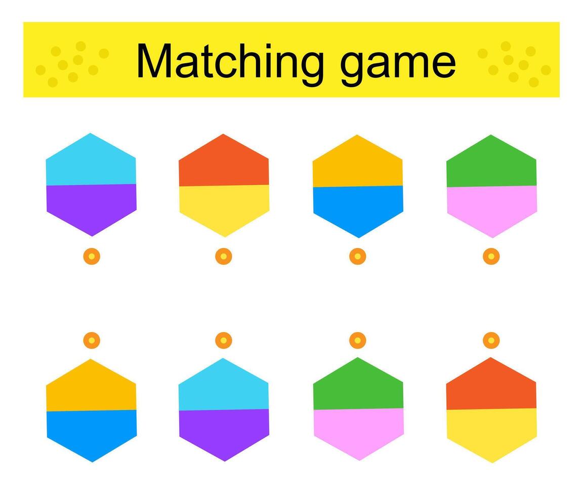 Task for the development of attention and logic. matching game vector