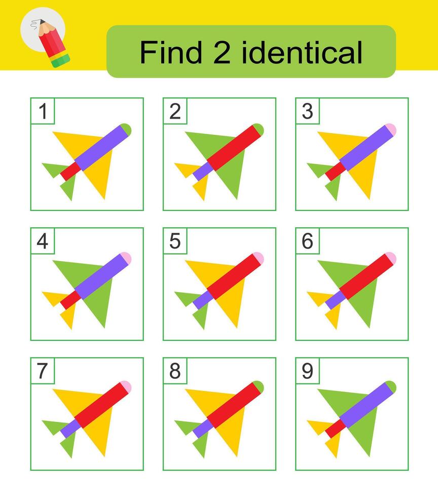 Fun puzzle game. Need to find two identical airplanes. Answer is 5,7. vector