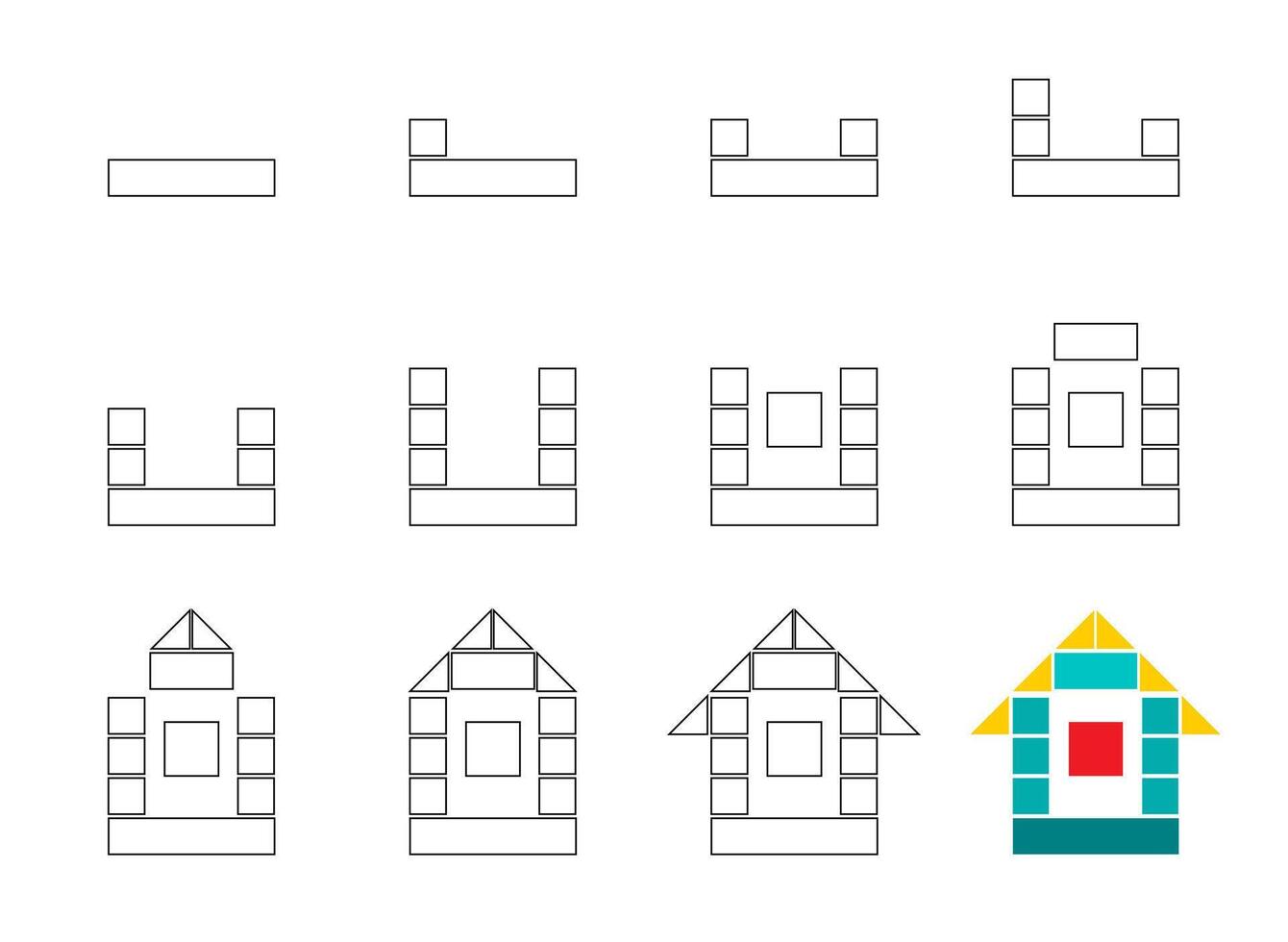 Worksheet easy guide to drawing cartoon house vector