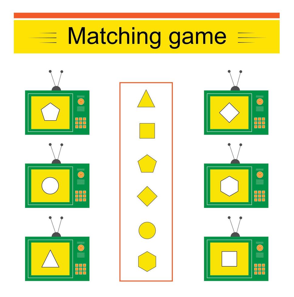 Matching game. Task for the development of attention and logic. illustration of the cartoon TV retro. vector