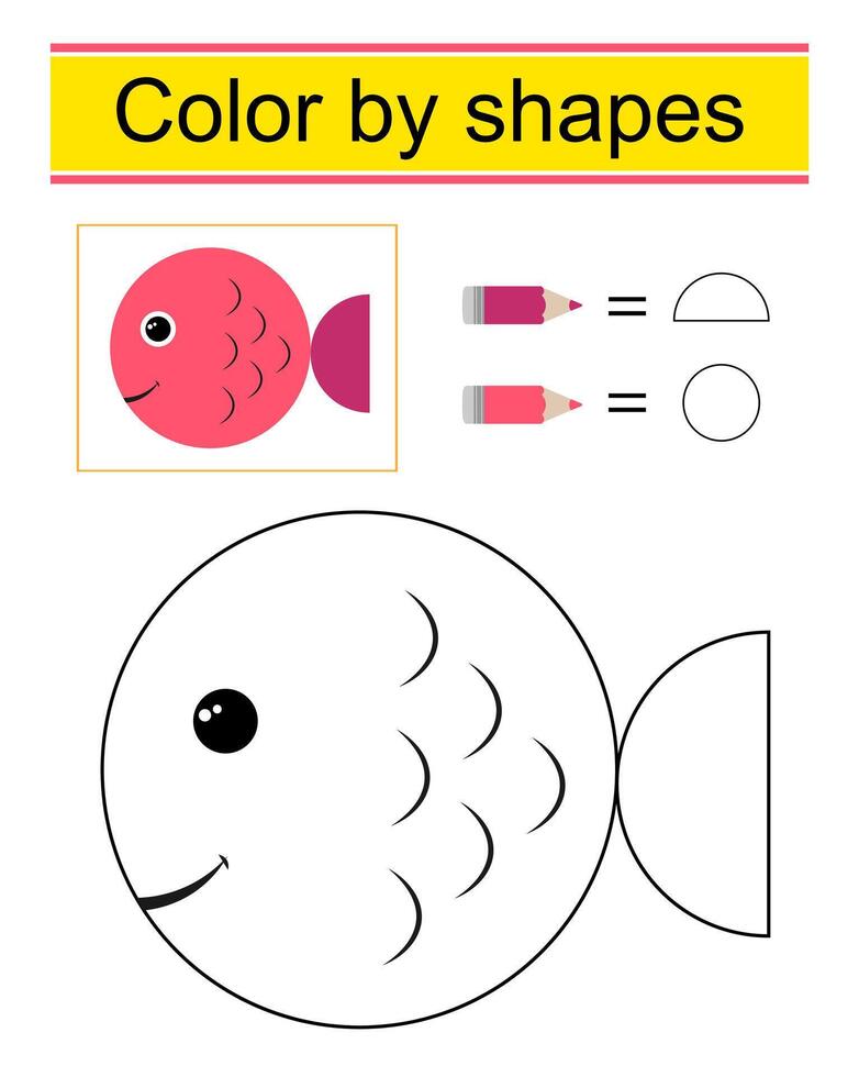 Coloring pages. Color by shapes. vector