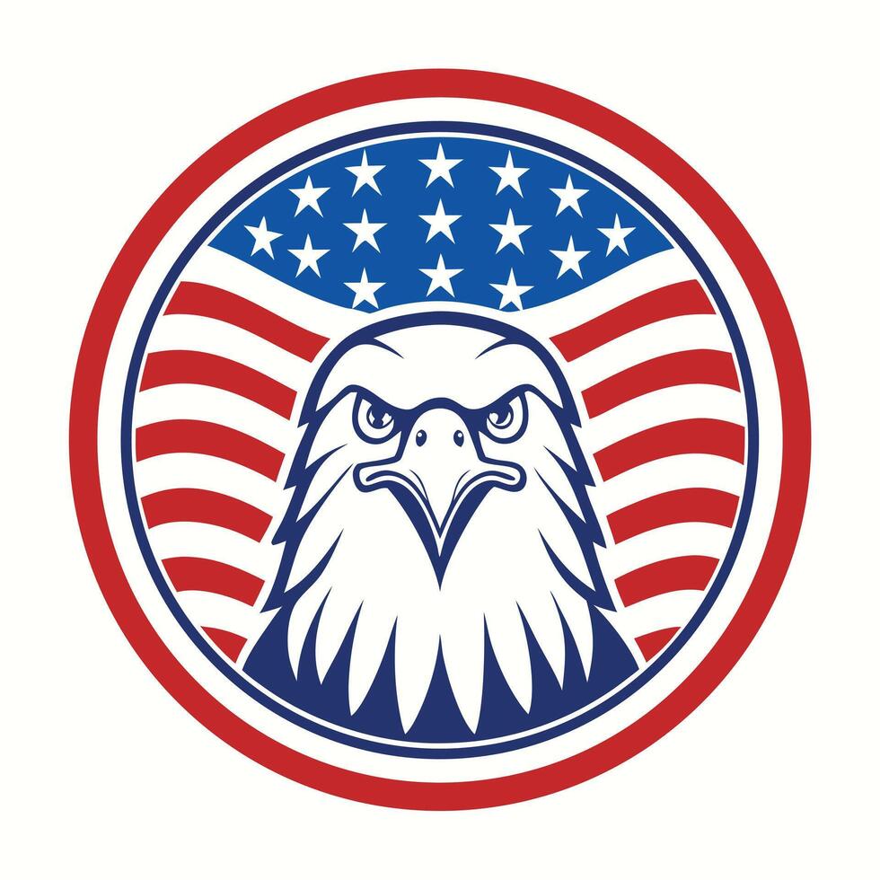 Patriotic USA Independent Day Emblem American Flag Eagle Symbol for Fourth of July Celebration vector
