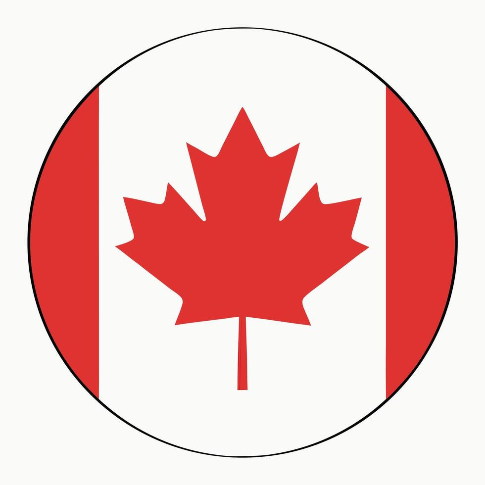 Circular Canada Day Icon Red Maple Leaf on Canadian Flag Celebration Symbol vector