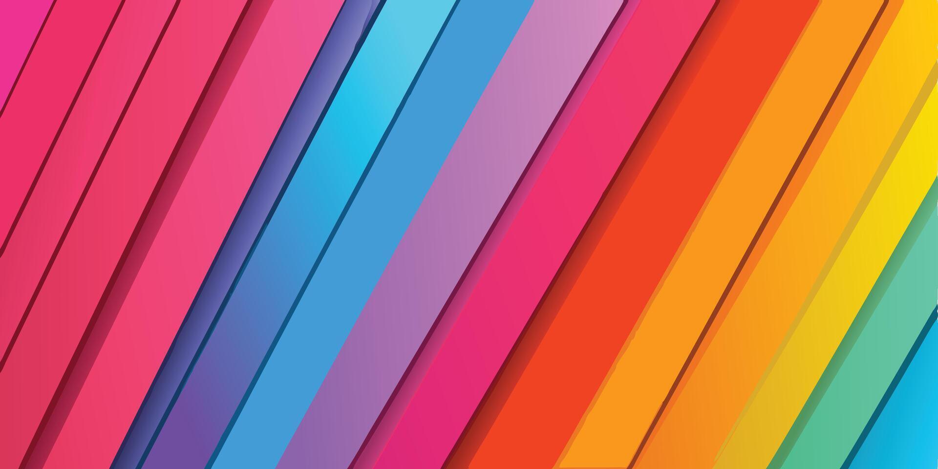 Vibrant Rainbow Color Stripes Diagonal Pattern Texture Background vector