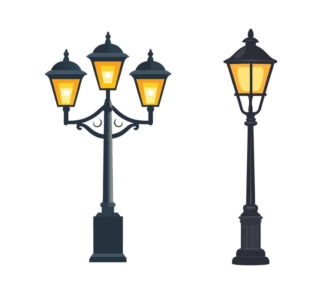 Elegant Street Lamp Designs Two Classic Styles vector