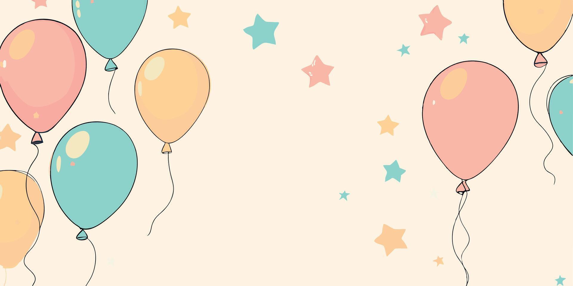 Pastel Balloons Stars Background Printable Image Background vector