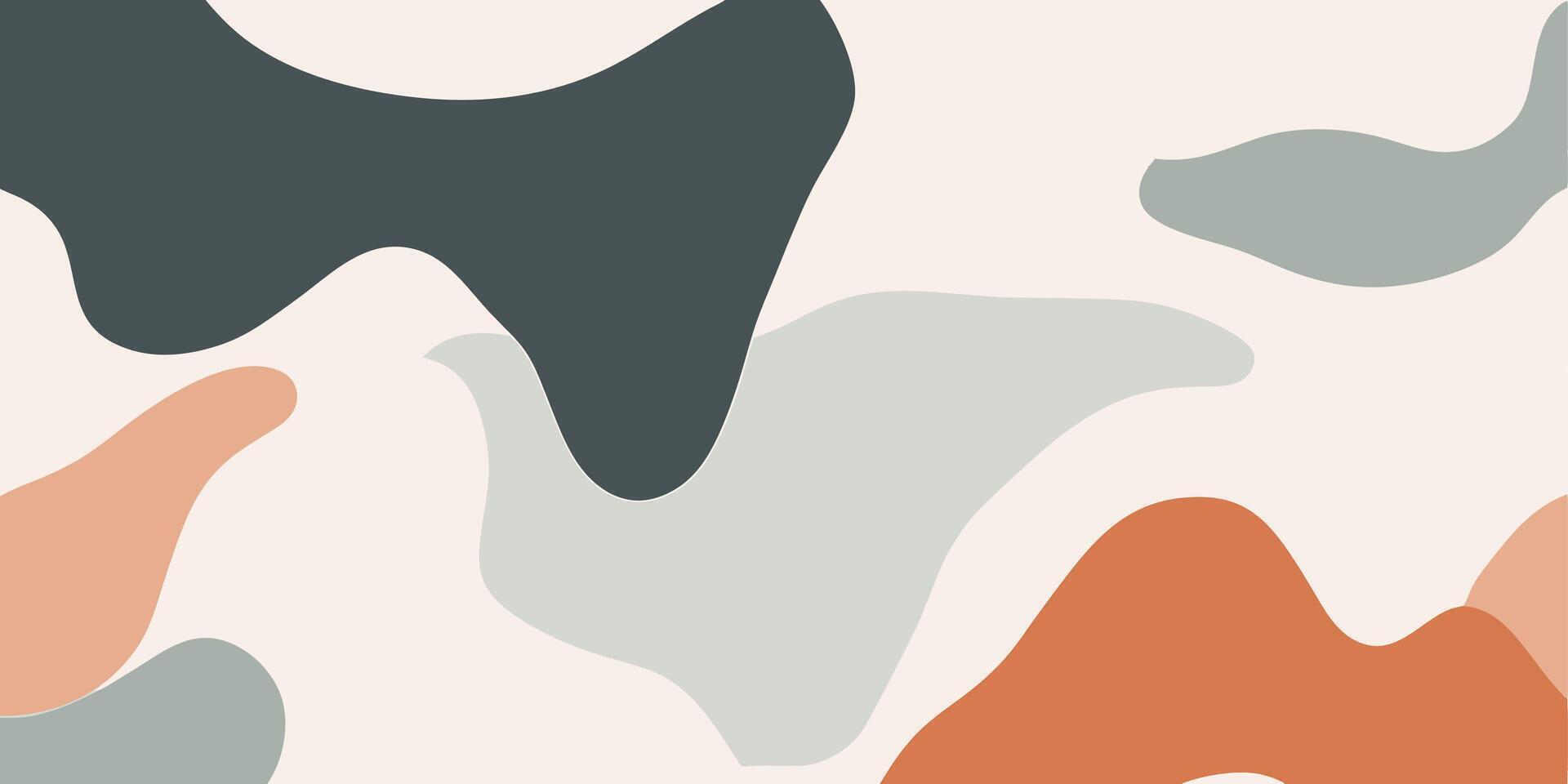 Abstract Cream Grey Orange Dark Grey Camo Pattern Seamless Texture Background vector