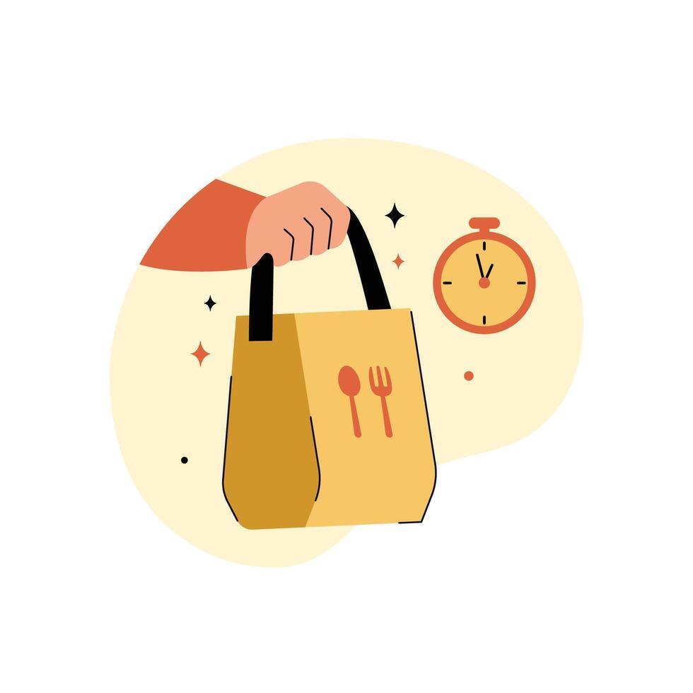 Courier Pick up Food that is ready to be delivered concept illustration scene vector