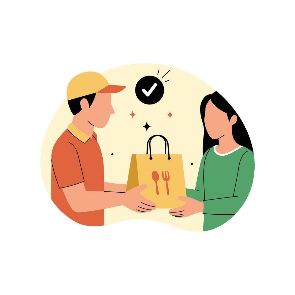 Successful Food Delivery to Customer Concept Illustration vector